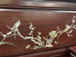 Chinese Rosewood pair of bedsides and matching bedhead - 2