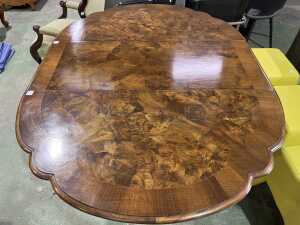 Parquetry top extension dining table - 2