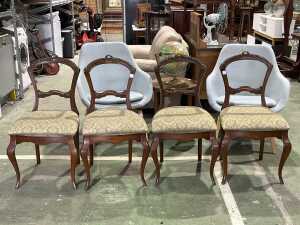 Set of four continental dining chairs with damask seats
