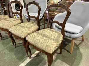 Set of four continental dining chairs with damask seats - 2
