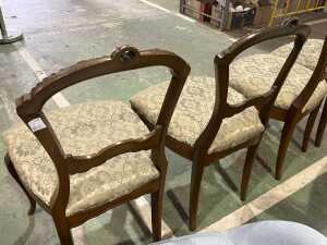 Set of four continental dining chairs with damask seats - 3