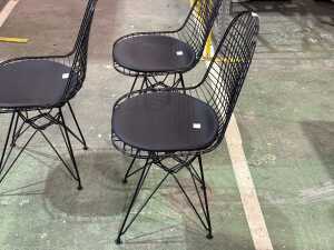 Set of three black Eames wire chairs - 2
