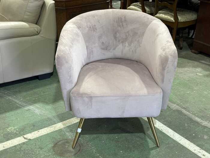 Pink velvet tub armchair