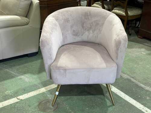 Pink velvet tub armchair