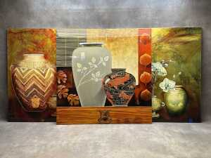 Set of three lacquer panels
