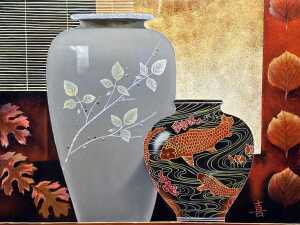 Set of three lacquer panels - 2
