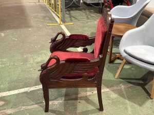 Antique Empire-style swan-arm parlor chair - 2