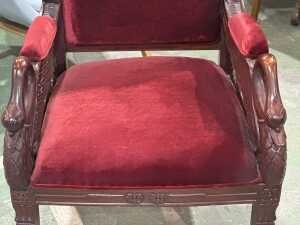 Antique Empire-style swan-arm parlor chair - 4