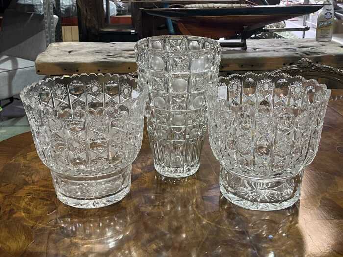 Three crystal vases