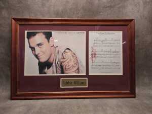Robbie Williams framed memorabilia collage