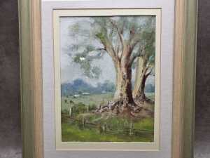 Helen Olston, Australian farmscape. Oil painting on board - 2
