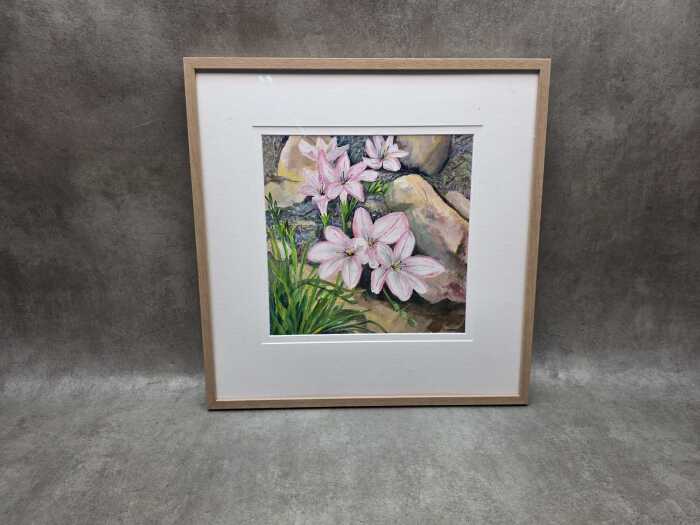 R. Dodd, still life of lilies. Oil painting on board