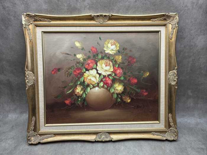 T. Bard (artist unknown), (Floral still life), oil painting on board