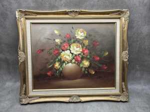 T. Bard (artist unknown), (Floral still life), oil painting on board