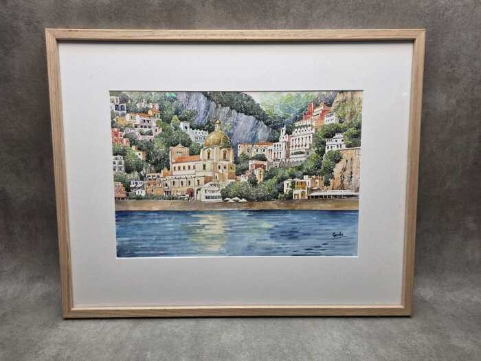 Gerda, untitled Amalfi Coast scene. Watercolour painting on paper