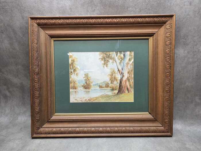 C. R. Ward, Australian riverscape. Watercolour painting on paper