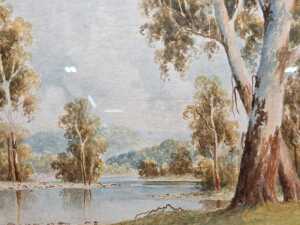 C. R. Ward, Australian riverscape. Watercolour painting on paper - 2