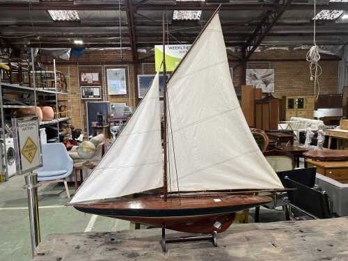Vintage timber model sailing boat