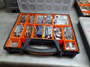 Four tool organisers filled with assorted screws, wall plugs, and bolts - 2
