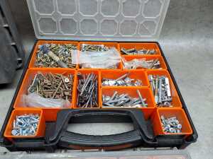 Four tool organisers filled with assorted screws, wall plugs, and bolts - 4