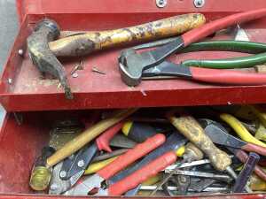 Metal toolbox with assorted handyman tools - 3