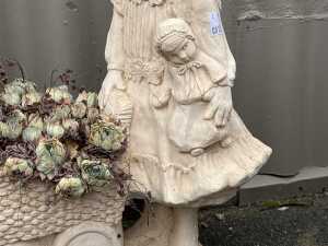Concrete statue pot with ground cover plant - 4