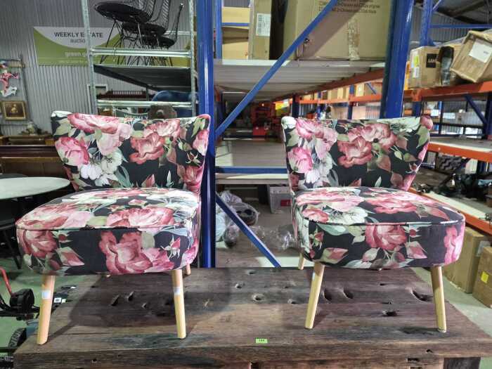 Pair of modern floral upholstered occasional chairs