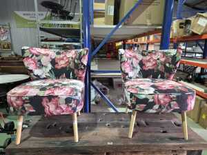 Pair of modern floral upholstered occasional chairs