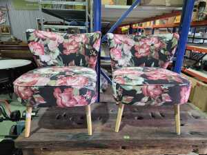 Pair of modern floral upholstered occasional chairs - 4