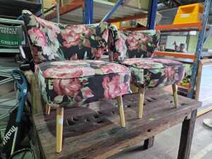 Pair of modern floral upholstered occasional chairs - 5