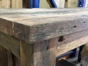 Repurposed ship-fitted solid timber table (Delivery or collection - weight requires a truck tail lift) - 3