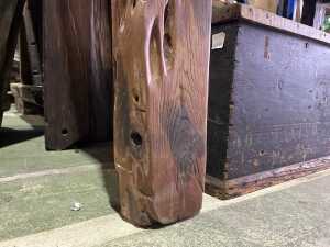 Repurposed ship-fitted solid timber table (Delivery or collection - weight requires a truck tail lift) - 4