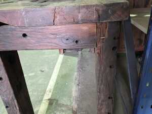 Repurposed ship-fitted solid timber table (Delivery or collection - weight requires a truck tail lift) - 6