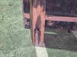 Repurposed ship-fitted solid timber table (Delivery or collection - weight requires a truck tail lift) - 8
