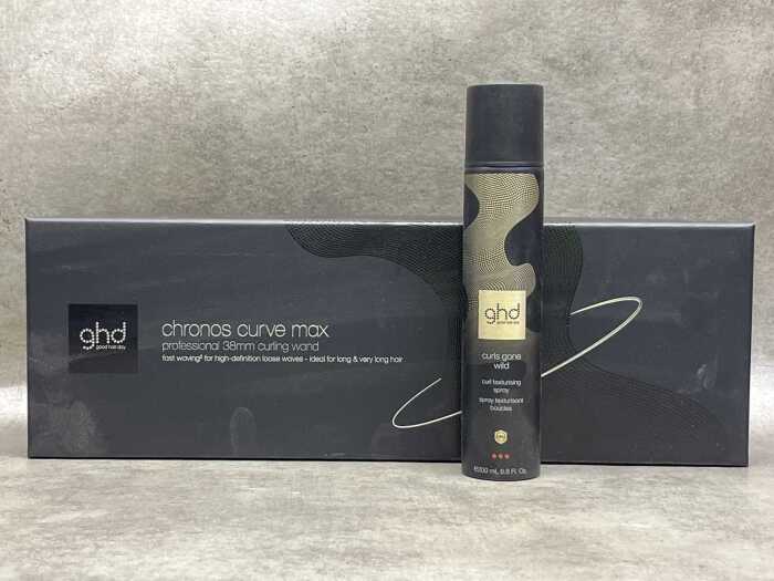 GHD Chronos Curve Max wand & Curls Gone Wild spray