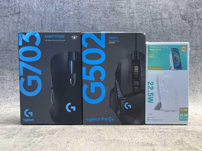 Two gaming mice & power bank