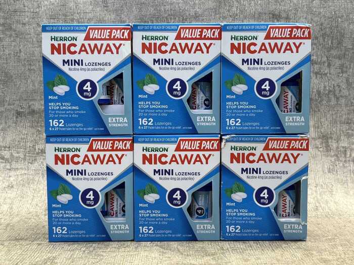 Six boxes of Nicaway lozenges