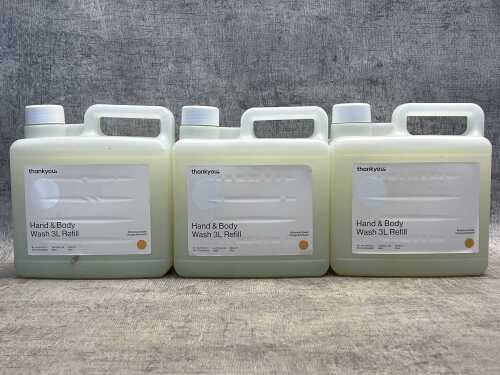 Three Thankyou hand & body wash refills 3L