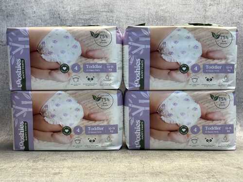 51 · Four packs of Tooshies toddler nappy pants size 4