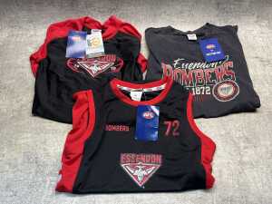 Three Essendon Bombers tops size S