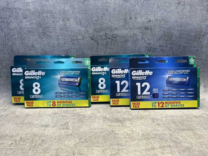 Five boxes of Gillette shaving cartridges