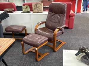 Moran leather manual recliner with matching ottoman