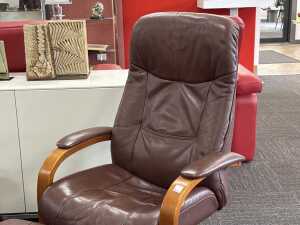 Moran leather manual recliner with matching ottoman - 2