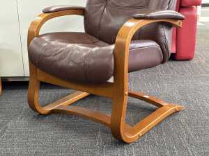 Moran leather manual recliner with matching ottoman - 3