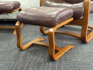 Moran leather manual recliner with matching ottoman - 4
