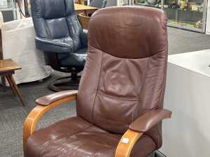 Moran leather manual recliner with matching ottoman - 2