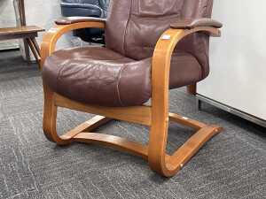 Moran leather manual recliner with matching ottoman - 3