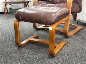 Moran leather manual recliner with matching ottoman - 4