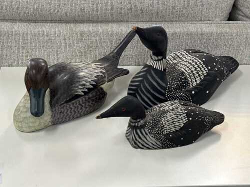 Painted timber duck decoy figures