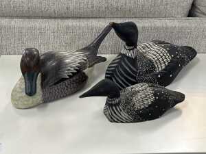 Painted timber duck decoy figures